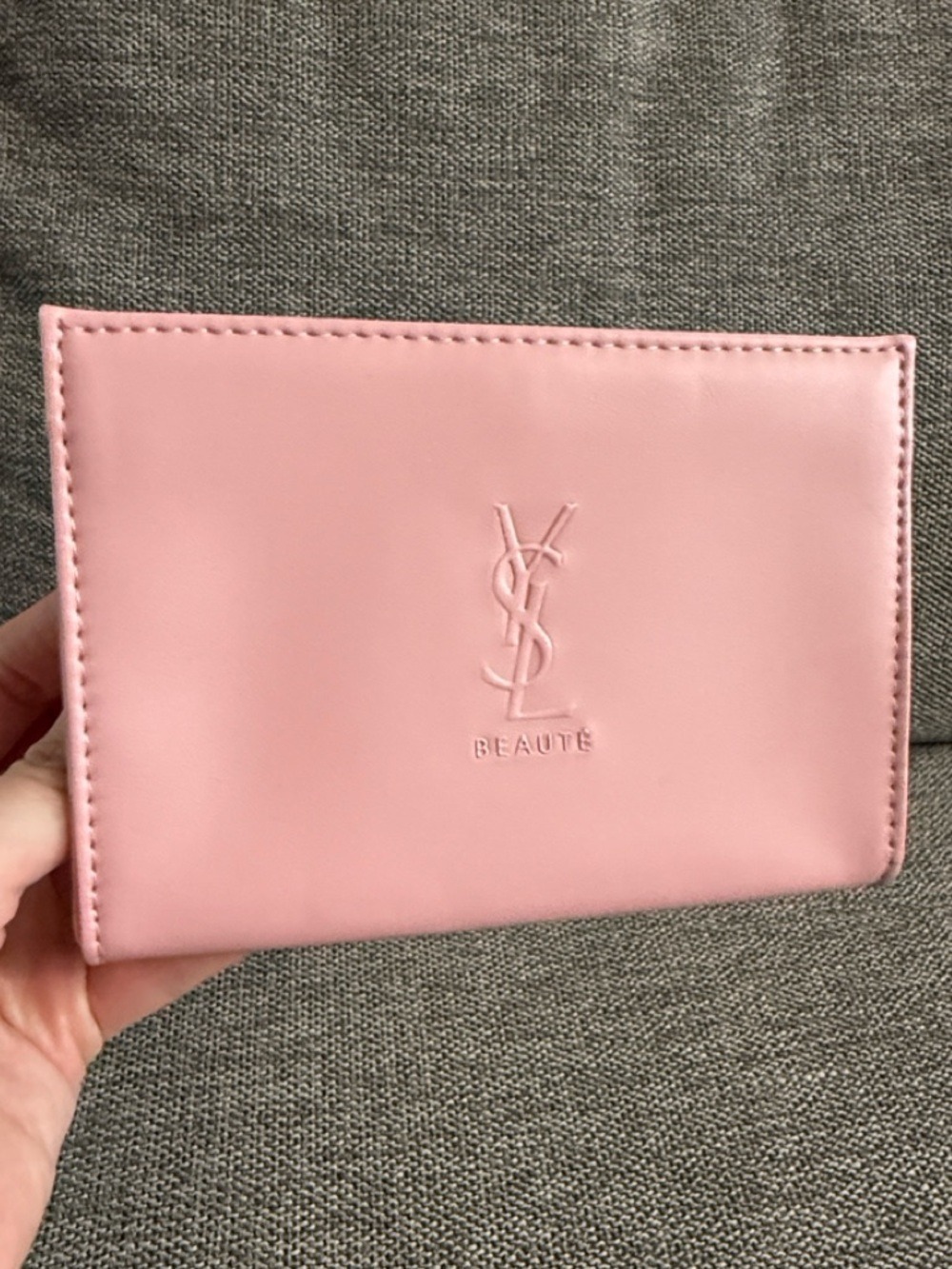 Yves Saint Laurent Beaute Pink Small YSL Cosmetic  Pouch Makeup Bag New